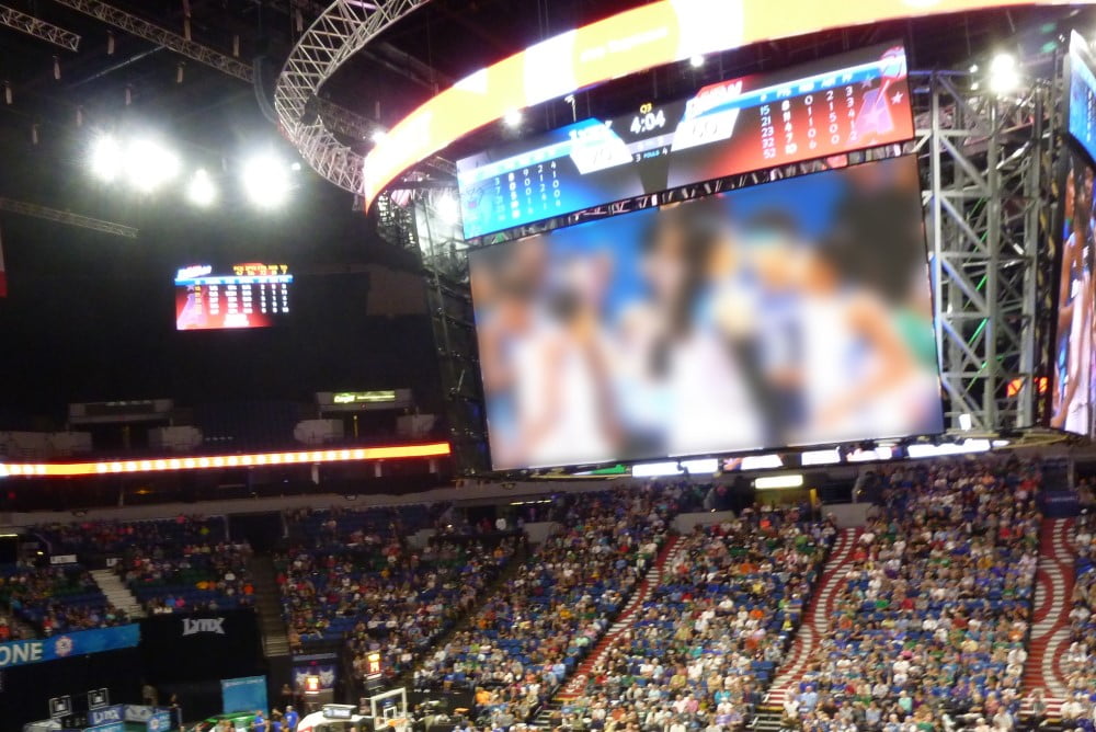 Large-format graphics in a live arena