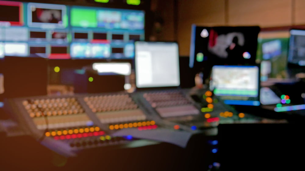 Professional,Sound,Engineer's,Console.,Television,Broadcast,,Working,With,Video,And